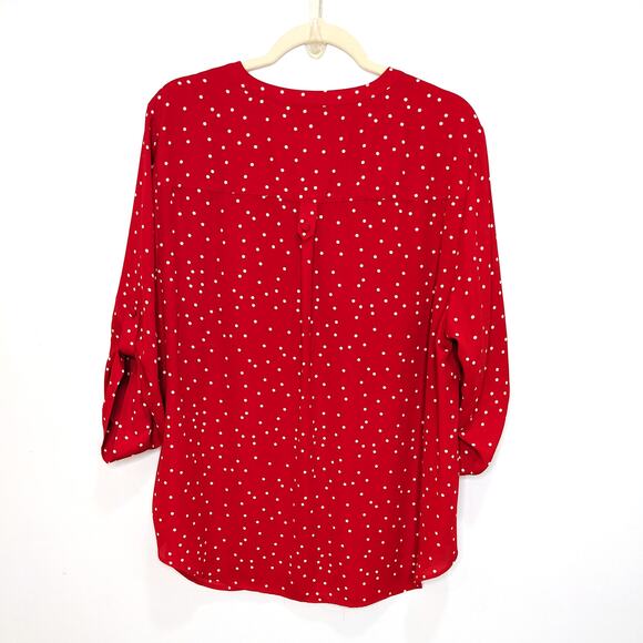 New Torrid Womens 2X Top Harper 3/4 Sleeve Pullover Blouse Polka Dot - Picture 3 of 6